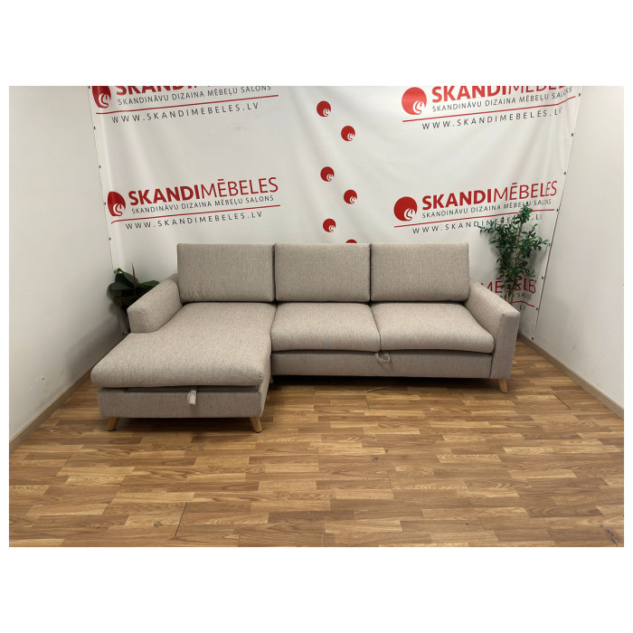 Sofa MARIO SLEEPING (Kairysis kampas, ištraukiamas)(Bežas)(Ekspozicija)